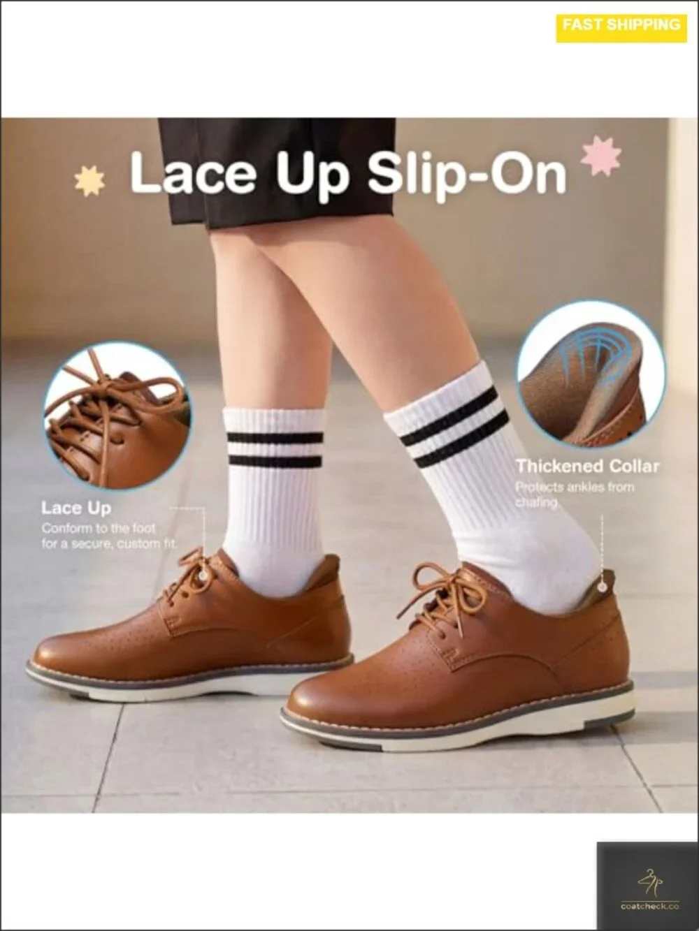 Boys Slip-On Comfort Dress Shoes, Lace-Up Casual Oxford Sneakers, Flexible